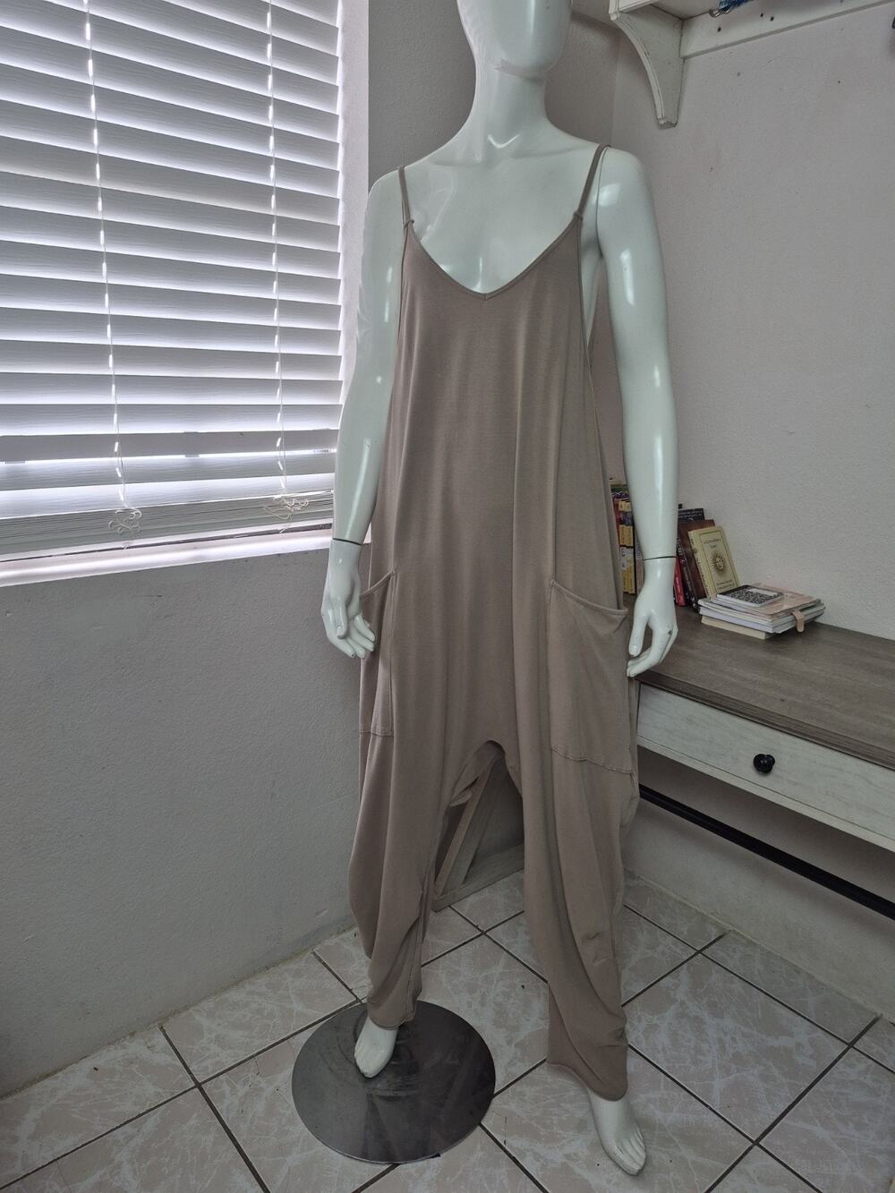 Free People Movement Mocha Latte Oversized Hot Shot Jumpsuit Sz M